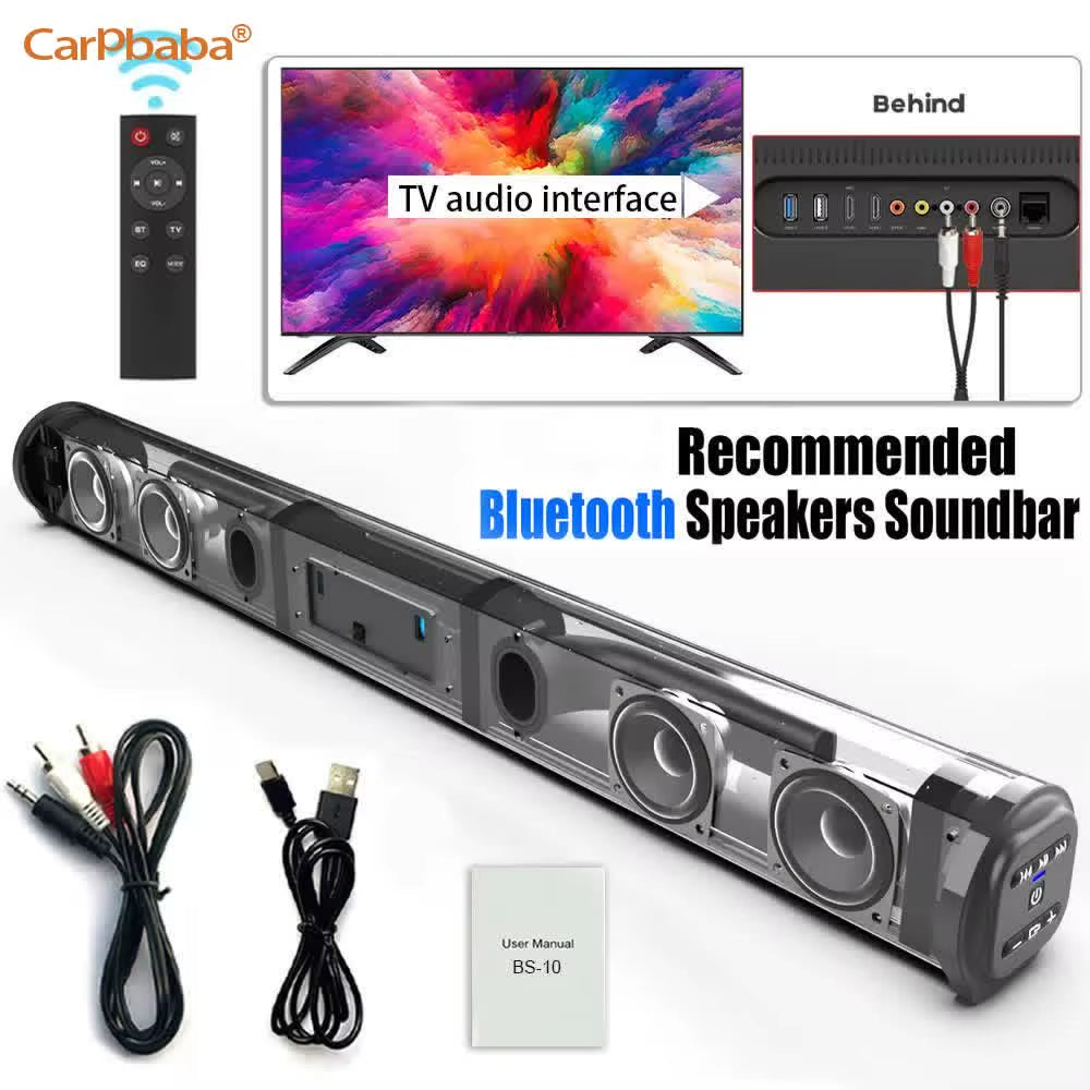 BS10 20W Soundbar Bluetooth Speaker Desktop Home TV Outdoor Super Power Sound TV Projector Subwoofer Radio Sound Bar