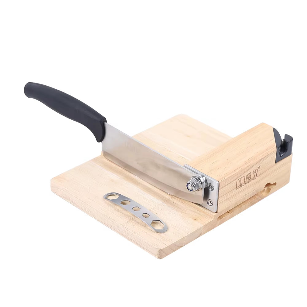 Biltong Cutter Biltong & Jerky Slicer + Oak Cutting Board Household Wooden Seat Guillotine