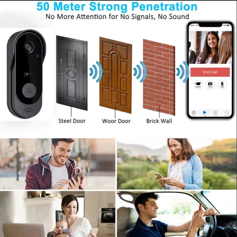 1080P Wireless WIFI Video Doorbell Intercom Door Bell with Camera Tuya Smart Home for Security Protection PIR Motion Detection