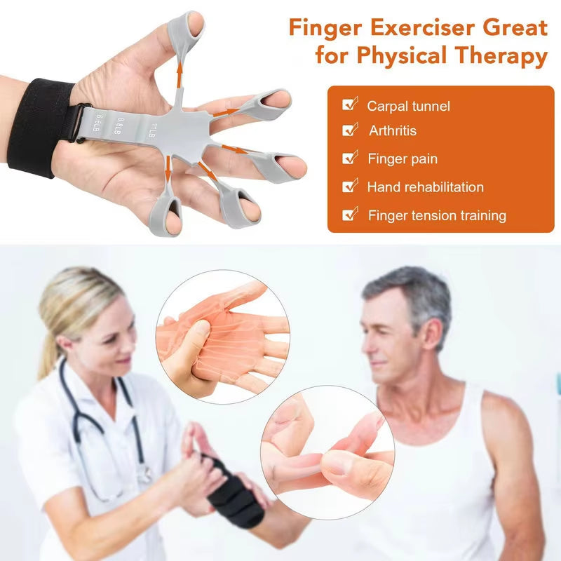 1Pcs Silicone Gripster Hand Grip Finger Power Strengthener Stretcher Trainer Gym Fitness Exercise Hand Rehabilitation Accessorie